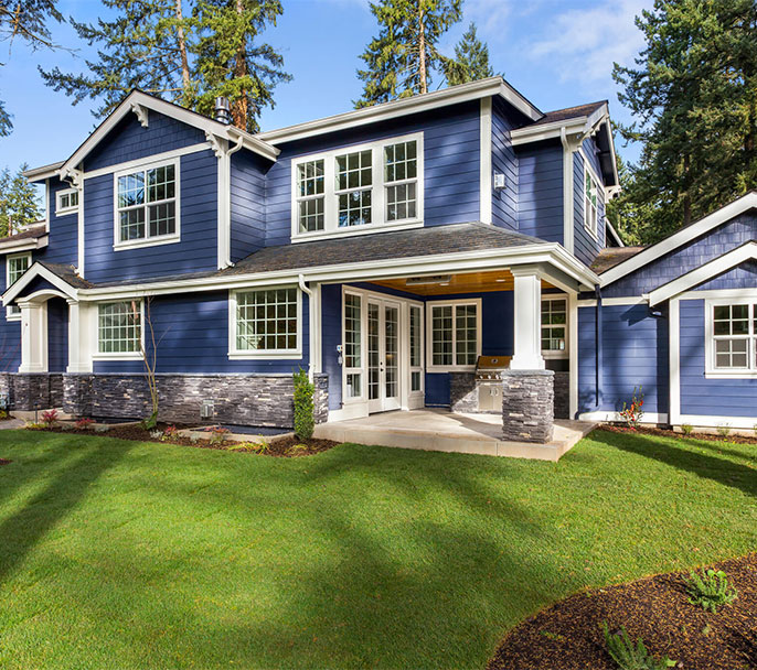 Home Exterior Painting with Blue Color